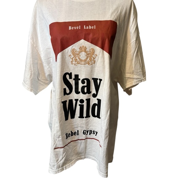 Bevel Label Tee/ T-Shirt Dress Medium Cowgirl White Mini Stay Wild Classic - Picture 6 of 16